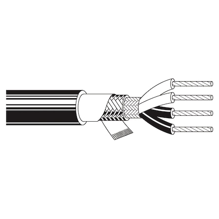 Belden Multi-Conductor Cable, TNC, 20 AWG, 4 C, Black, EPDM Rubber, Stranded, 600V AC, Indoor, 1000 ft 8424 0101000